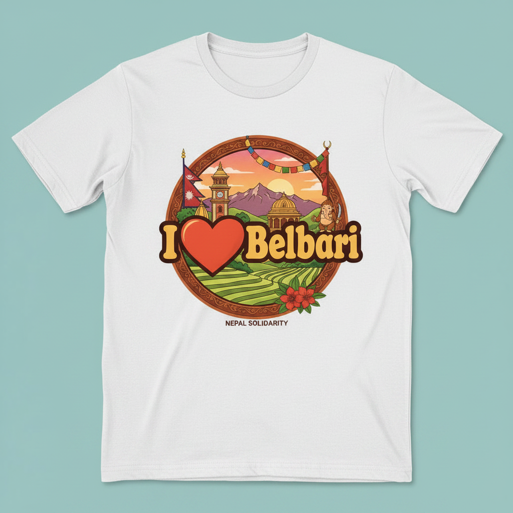 I Love Belbari - White T-Shirt Mockup