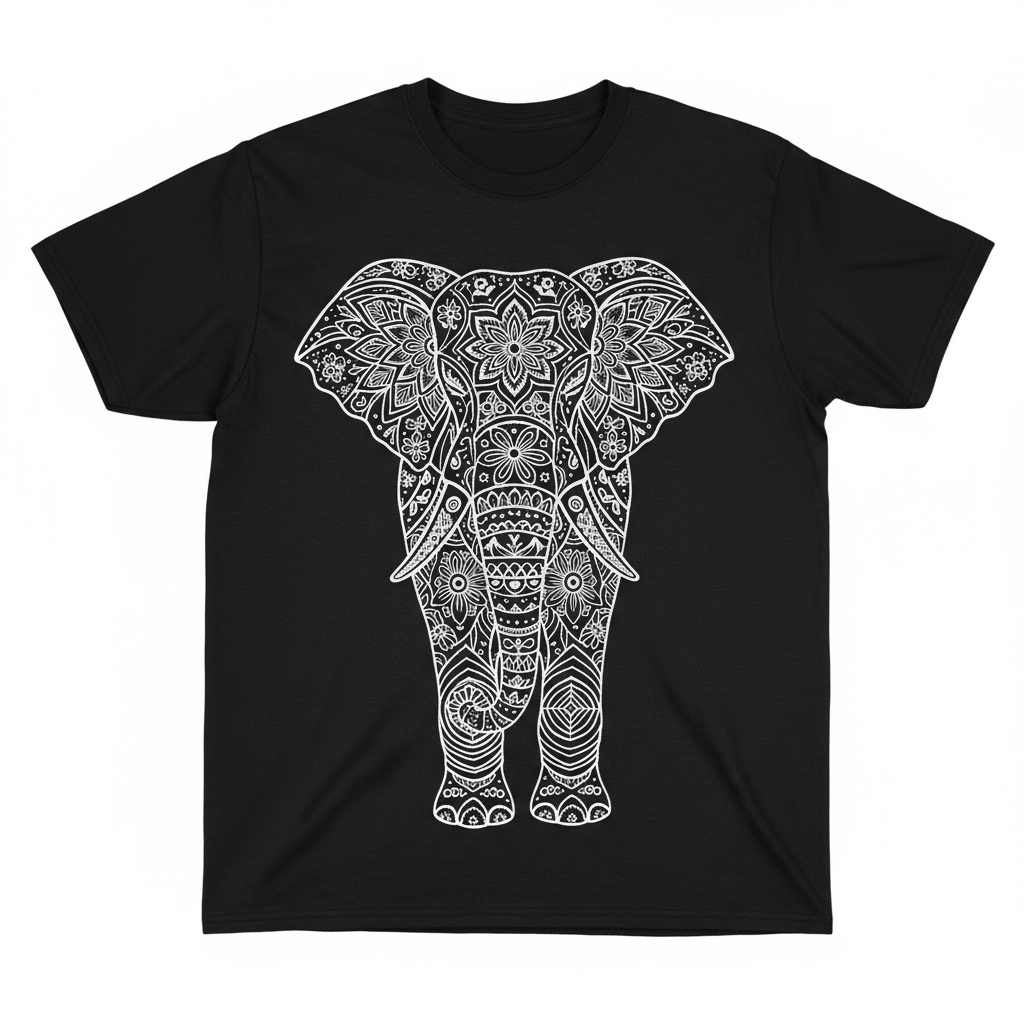 Mandala Elephant Black