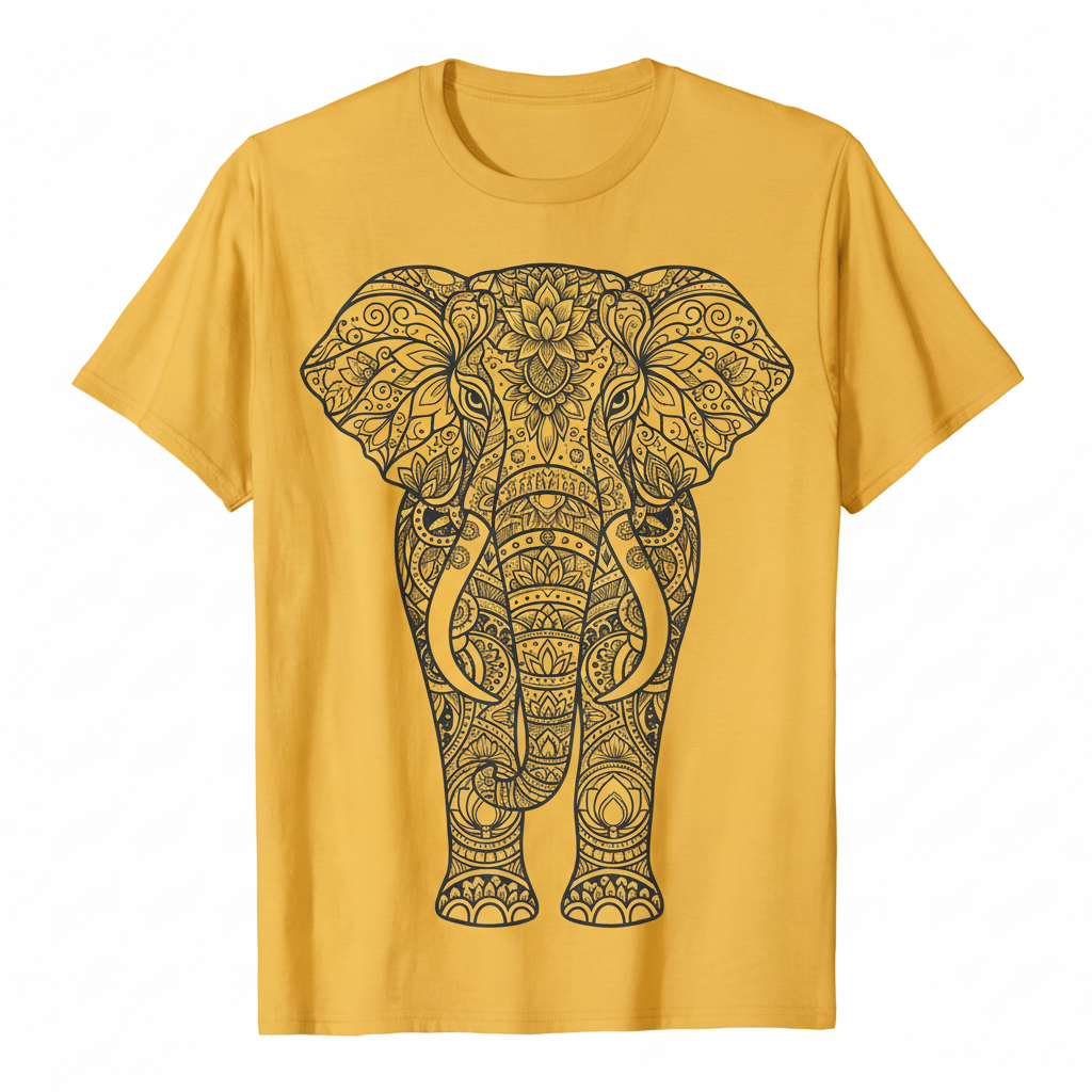 Mandala Elephant Yellow