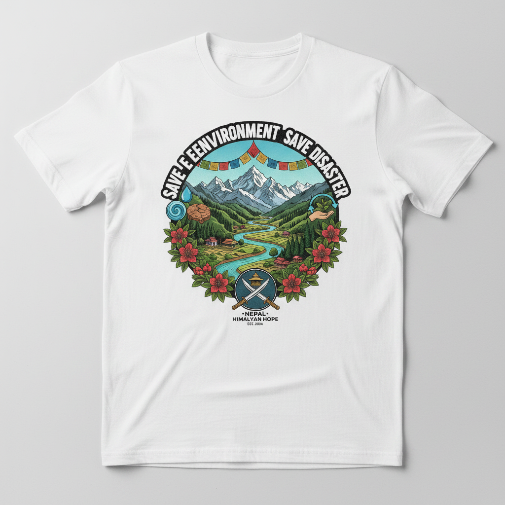 Save Environment Save Disaster - Nepal Solidarity Tee Mockup